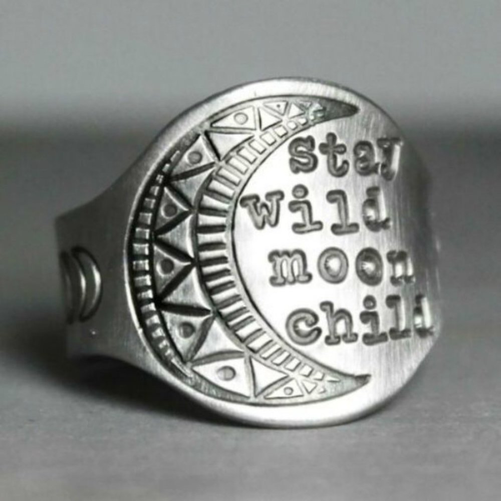 Stay Wild Moon Child Silver Ring